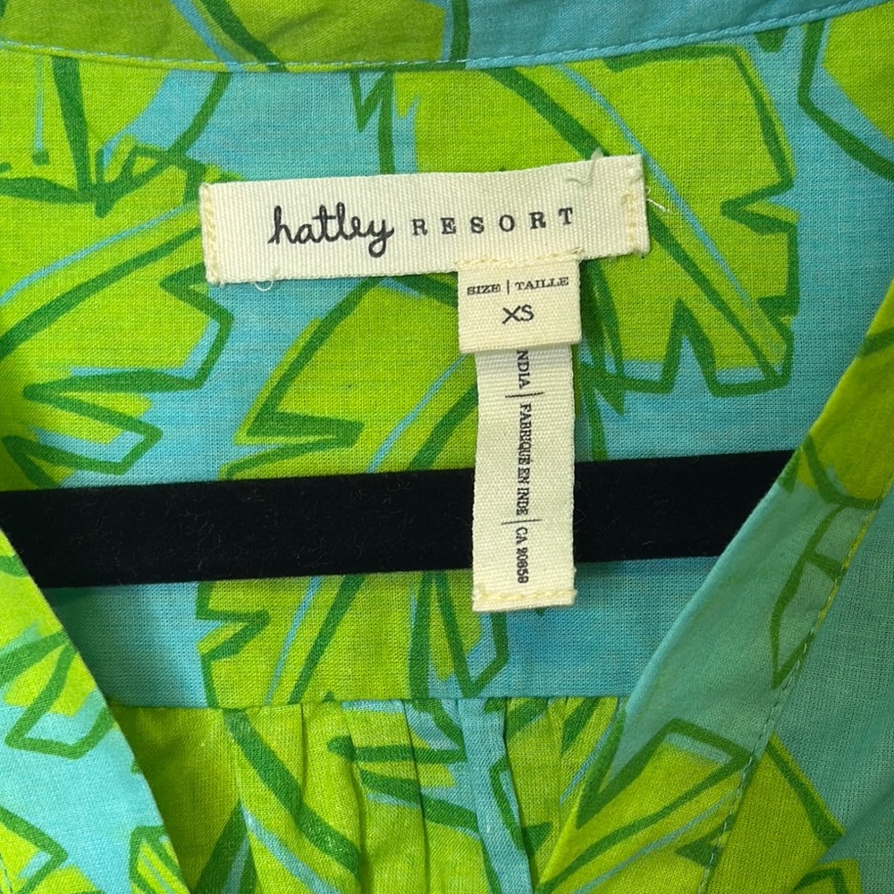 Hatley Green and Blue Cuffed Sleeve Mini Dress/Cover Up 100% Cotton - Picture 2 of 8